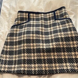 Sandro white blue tweed plaid skirt size 3